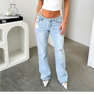 Women's Light Blue Straight Leg Jeans